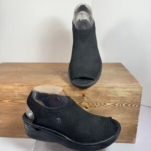 Zees Doodle Comfort Sandals Womens SZ 7.5 Black Stretch Slip On Travel Casual